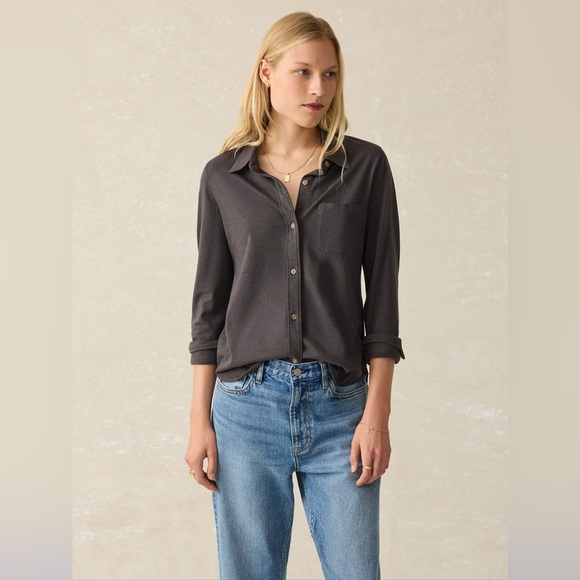 Faherty Tops - FAHERTY Sunwashed Knit Shirt Washed Black Size Small